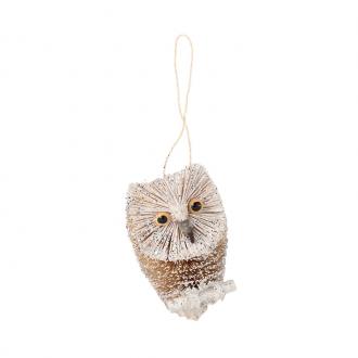 BRISTLE SILVER OWL DEC 9CM
