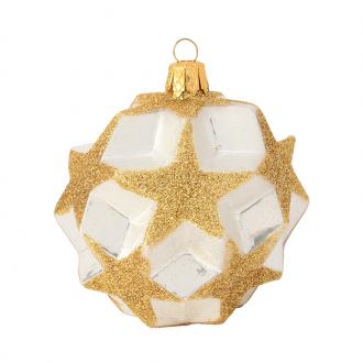 STARS BAUBLE GOLD GLITTER ON WHITE