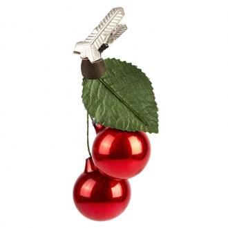 CHERRIES WITH LEAF CLIP ON 7CM