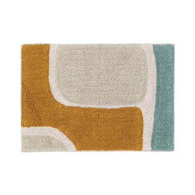 BLOCK PRINT BLUE&MUSTARD BATH MAT 50X70