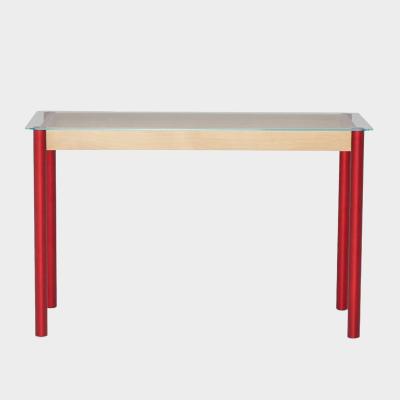 CORE GLASS DESK OAK/RED
