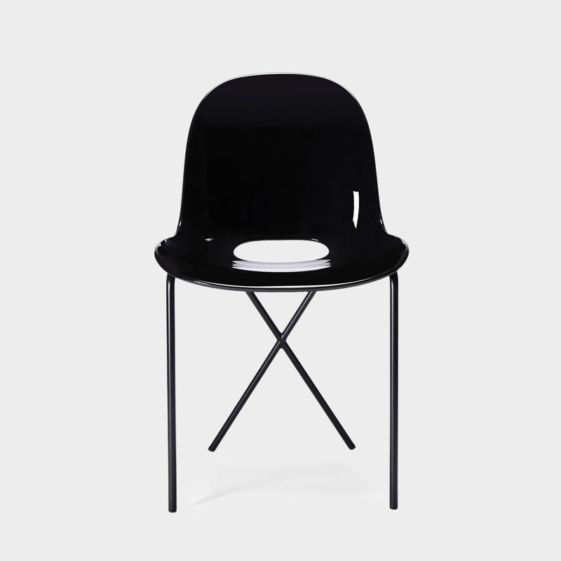 TCS クロスレッグ サイド チェア グロス ブラック