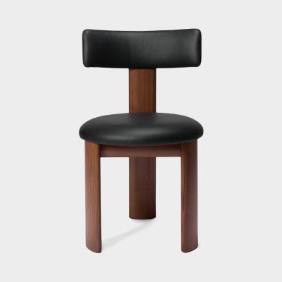 PIP DINING CHAIR WALNUT BLACK LEATHER