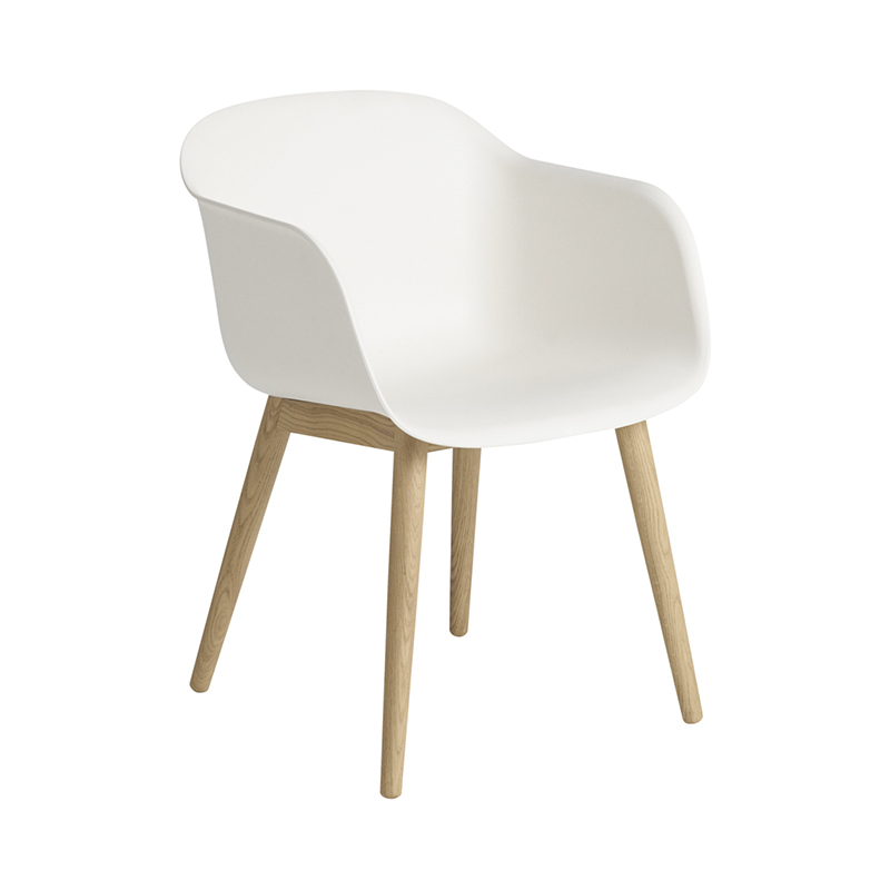 FIBER ARM CHAIR  WOOD BASE WHITE/OAK