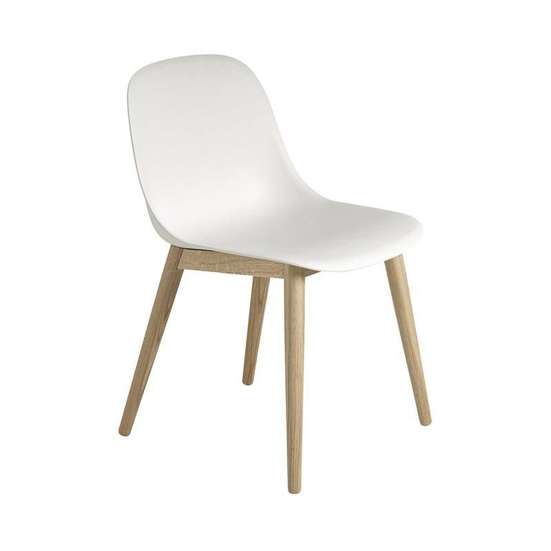 FIBER SIDE CHAIR WOOD BASE WHITE/OAK