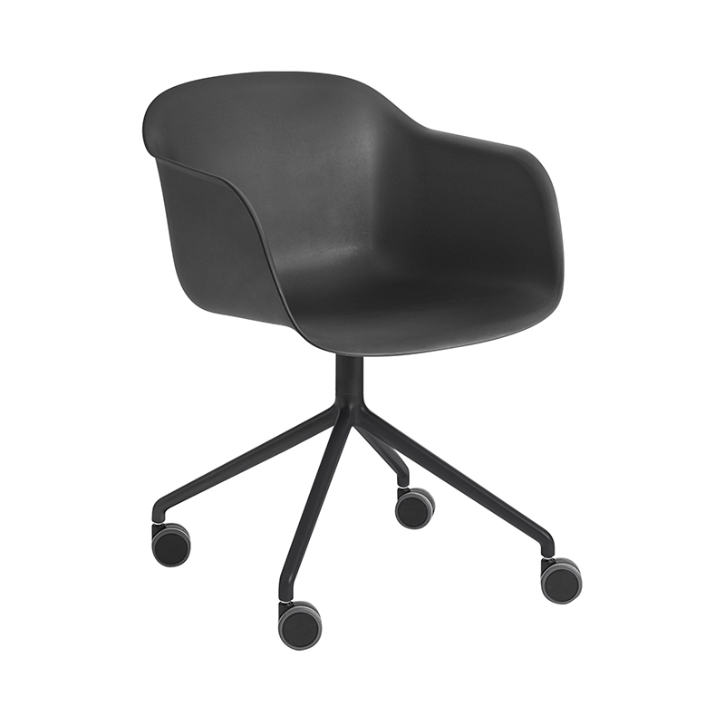 FIBER ARMCHAIR SWIVEL BASE W.CASTOR BK