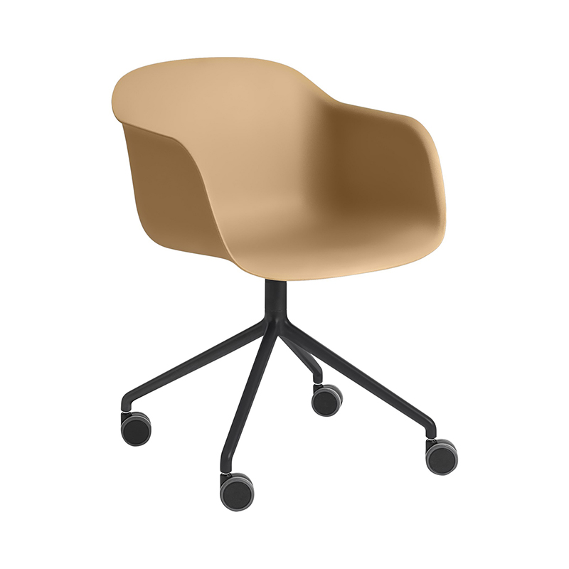 FIBER ARMCHAIR SWIVEL W.CASTOR OCHRE/BK