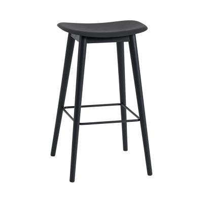 FIBER COUNTER STOOL WOOD BASE H75 BLACK