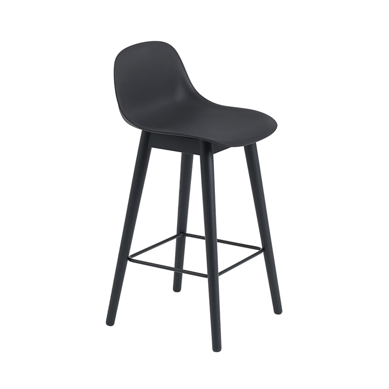 Muuto(ムート)FIBER COUNTER STOOL W.B/R WOOD(ファイバー バー スツール ウィズバックレスト ウッド)H75CM ブラック