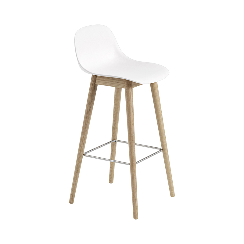 Muuto(ムート)FIBER BAR STOOL W.B/R WOOD(ファイバー バー スツール ウィズバックレスト ウッド)H75CM ホワイト/オーク