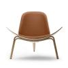 CH07 SHELL CHAIR OAK WHITE OIL THOR307 LIGHT BROWN LEATHER