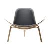 CH07 SHELL CHAIR OAK WHITE OIL THOR301 BLACK LEATHER