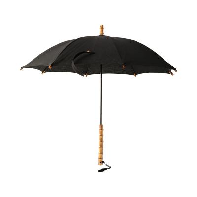 ツタエノヒガサ キツネノタスキ 麻ム地 黑(長傘)