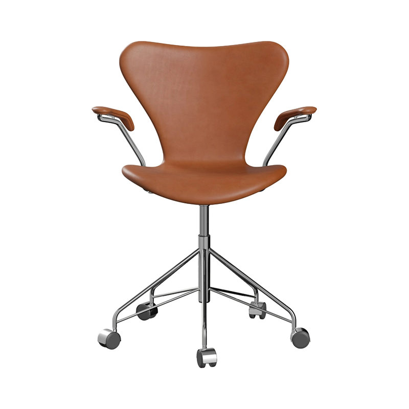 フリッツ・ハンセン セブンチェア フルパディング グレースレザー ウォルナット クローム キャスター