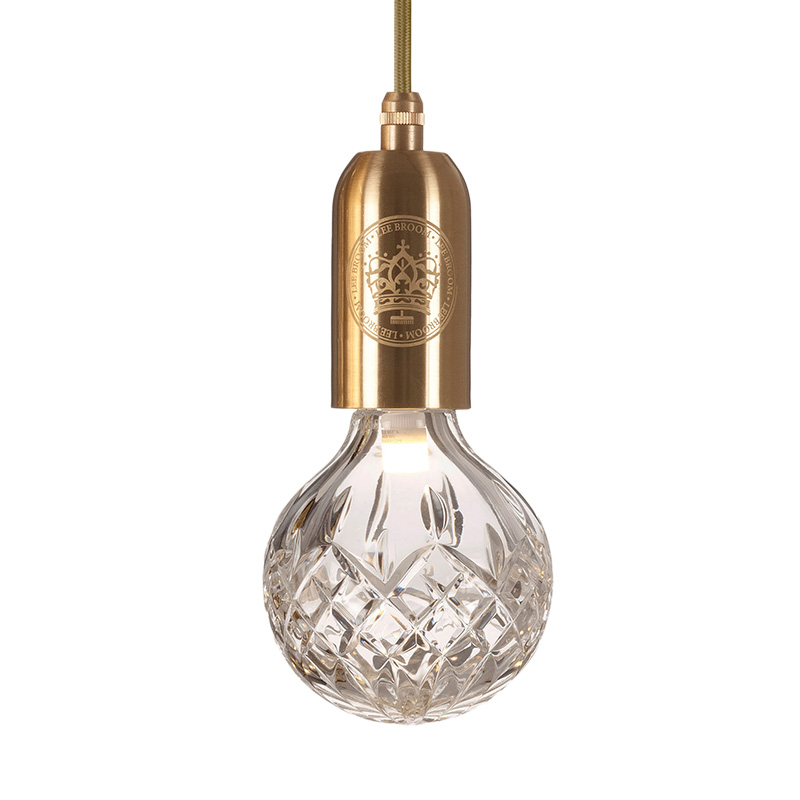 CLEAR CRYSTAL BULB PENDANT LIGHT (BRASHED BRASS)
