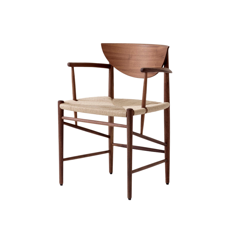 &TRADITION DRAWN ARM CHAIR HM4 NATURAL PAPER CORD/WALNUT