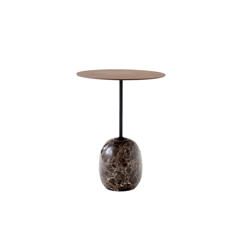 &TRADITION LATO TABLE LN8 ROUND WALNUT/EMPARADOR MARBLE