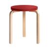 STOOL 60 RED LACQUER /NATURAL LEG