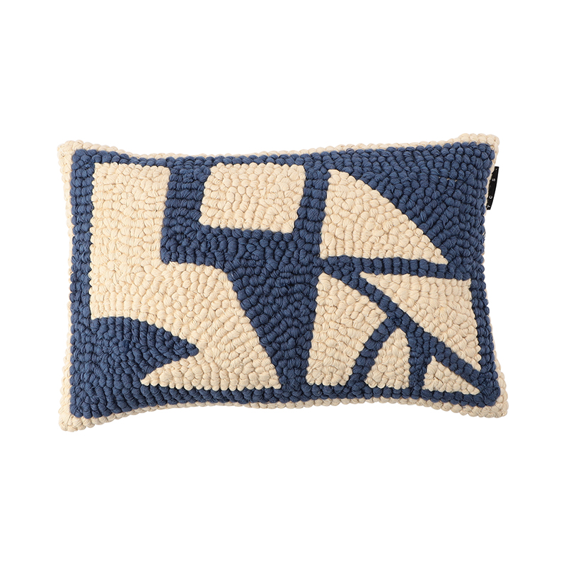 TCS アイラ ノット ブルー コットン クッションカバー