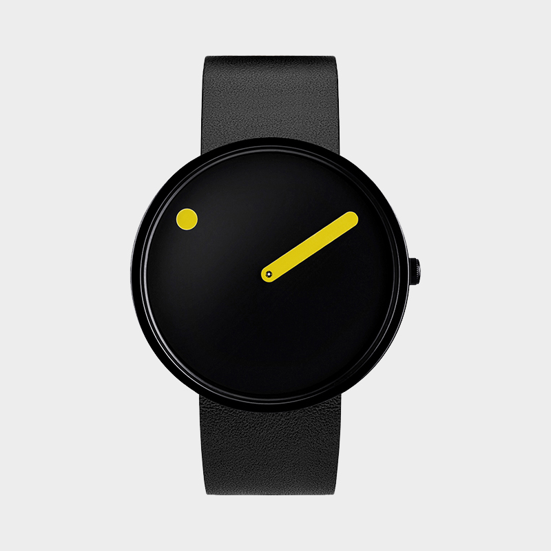 PICTO(ピクト)ウォッチ ブラック イン イエロー ブラックレザーストラップ 40mm