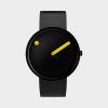 PICTO(ピクト)ウォッチ ブラック イン イエロー ブラックレザーストラップ 40mm