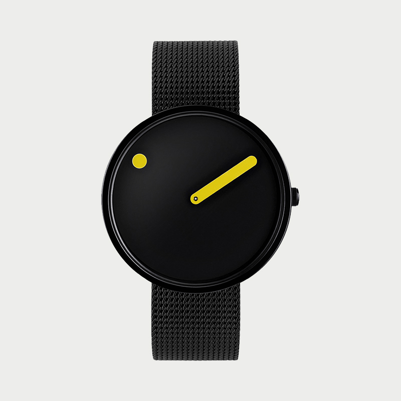 PICTO(ピクト)ウォッチ ブラック イン イエロー ブラックメッシュストラップ 40mm
