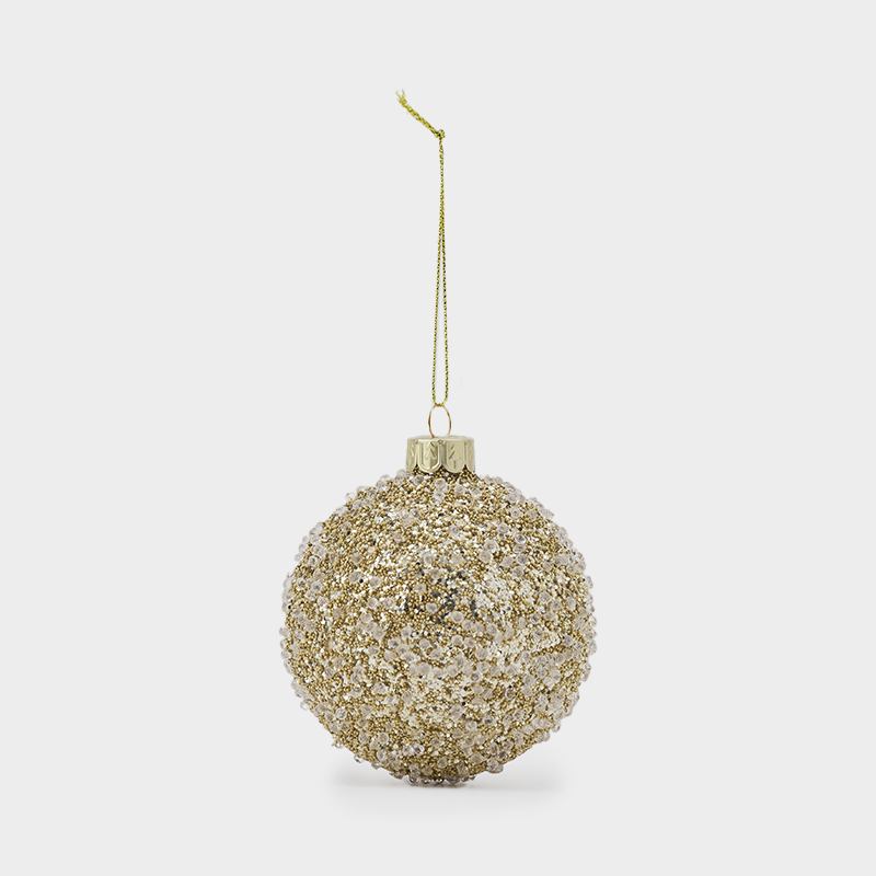 ペール ゴールド ビーズ ガラスボール オーナメント