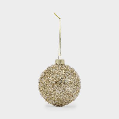 ペール ゴールド ビーズ ガラスボール オーナメント