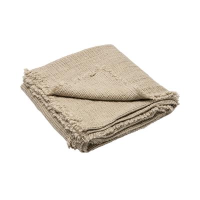 LinenMe(リネンミー)スロー ワッフル フリンジ ナチュラル