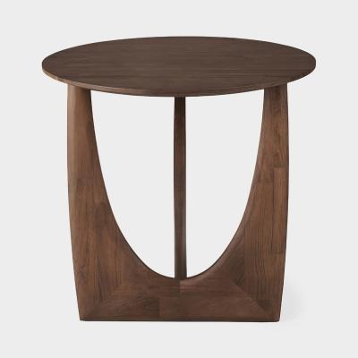 TEAK GEOMETRIC BROWN SIDE TABLE