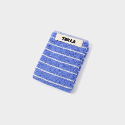TEKLA(テクラ)【ウォッシュクロス・ハンドタオル】 ネイビー クリアブルーストライプ