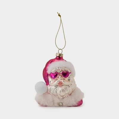 ガラス ラブ サンタ バスト ウィズ サングラス オーナメント