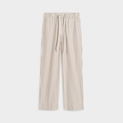 TEKLA（テクラ）ポプリン スリープウェア ホッパーストライプ パンツ M