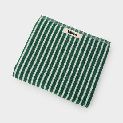 TEKLA（テクラ）【フェイスタオル・ハンドタオル】ティールグリーンストライプ 50×90㎝